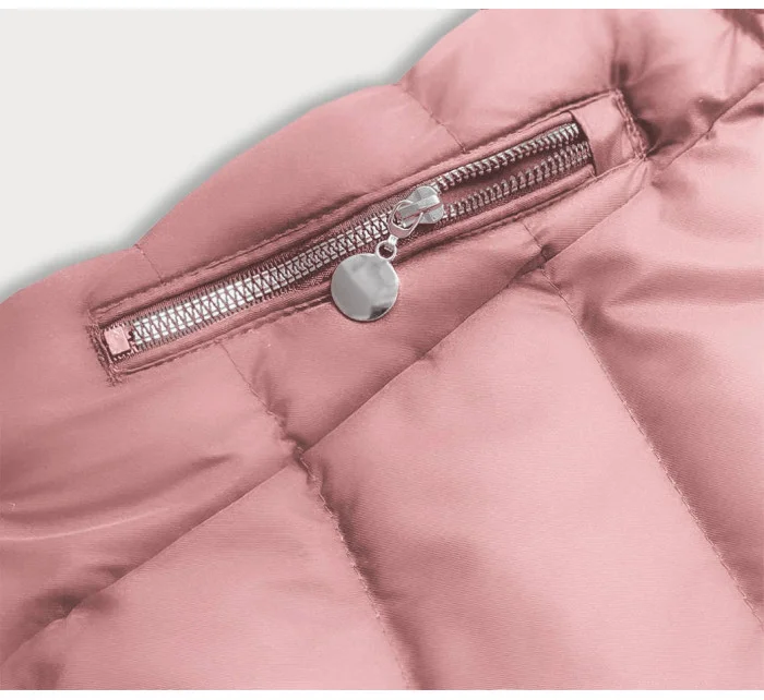 Ružová dámska krátka páperová zimná bunda (5M726-46)