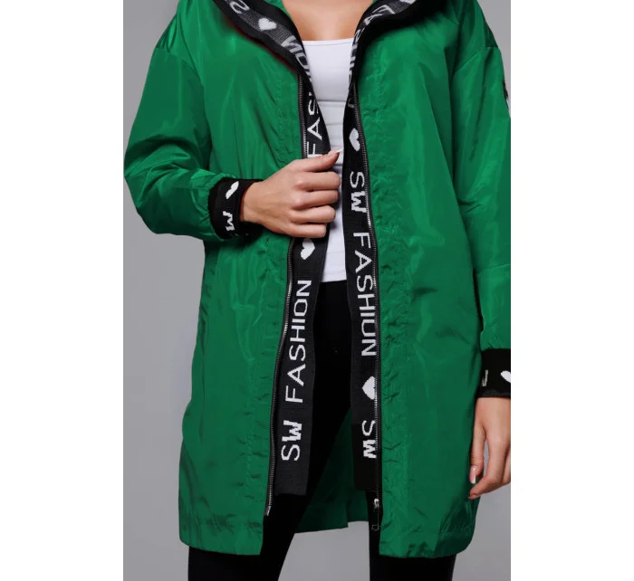 Tenká zelená dámská bunda s ozdobnou lemovkou model 18038046 - S'WEST