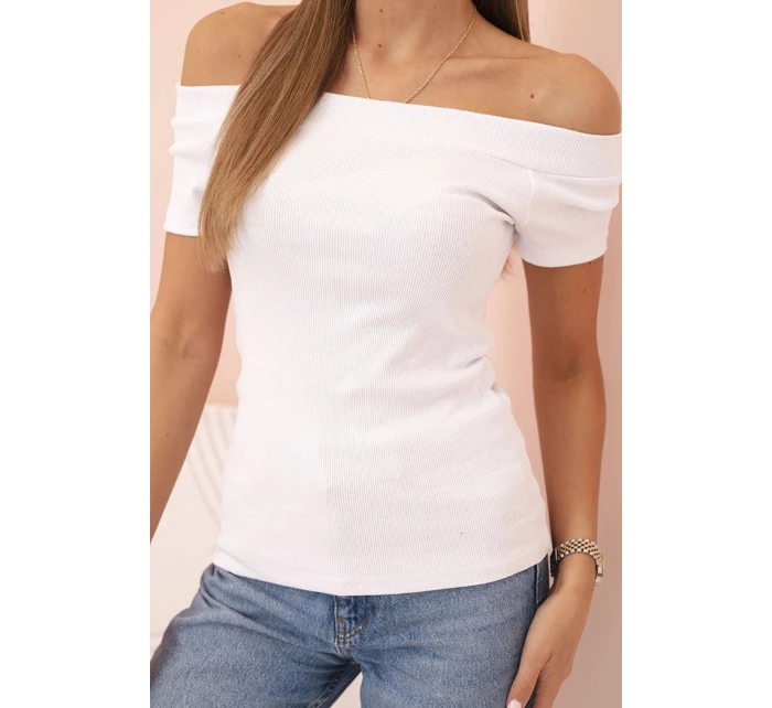 Dámská bavlněná blůza s výstřihem do V a potiskem bílá