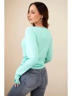 Dámská pruhovaná blůza s nařasením na boku mátová