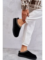 Dámské semišové pantofle s kožíškem černá model 21607416 - Boto