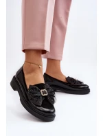 Dámské lakované mokasíny s mašlí model 21648033 černé - Laura Messi