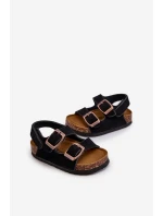 Dětské sandálky na korkové platformě se suchým zipem Černé model 21663901 - Boto Dětské sandálky na korkové platformě se suchým zipem Černé model 21663901 - Boto
