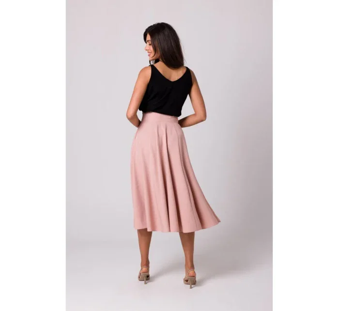 model 18407339 Sukně s vysokým pasem růžová - BeWear model 18407339 Sukně s vysokým pasem růžová - BeWear