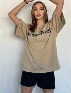 Dámské tričko s potiskem beige Dstreet model 21977333 - FashionStreet