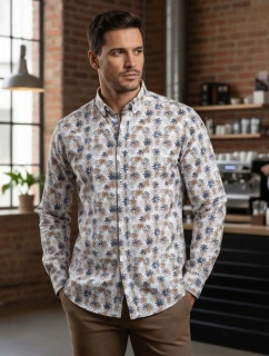 Pánská bílá košile s květinami Dstreet model 21989379 - FashionStreet