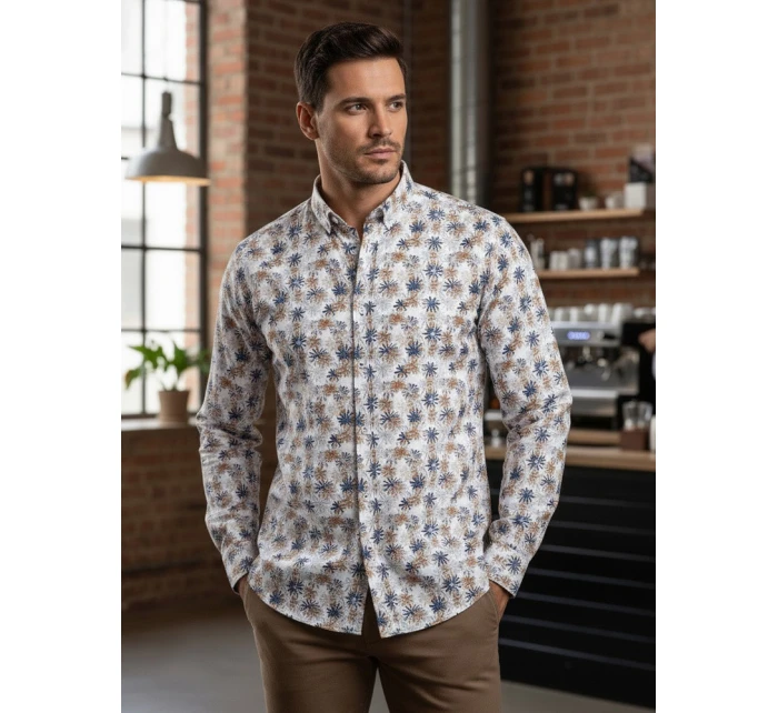 Pánská bílá košile s květinami Dstreet model 21989379 - FashionStreet