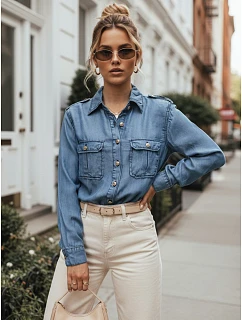 Koszula jeansowa damska z niebieska model 22277085 - FashionStreet