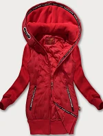 Dámska mikina a bunda LHD s kapucňou v červenej farbe (AMG-162A)