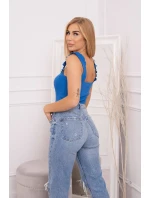 Halenka bez ramínek s volánky chrpově modrá