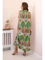 Dámske bavlnené šaty s rozšíreným lemom zelené