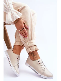 Dámské kožené tenisky béžové model 21615788 - S.Barski