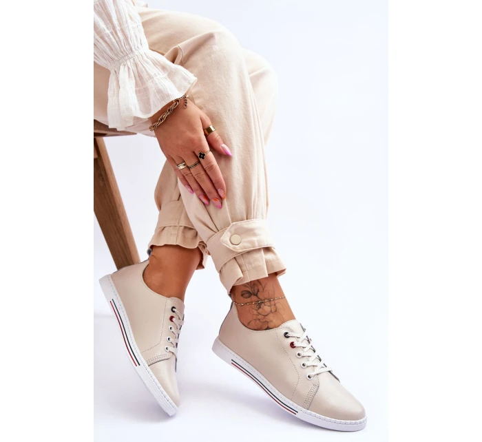 Dámské kožené tenisky béžové model 21615788 - S.Barski