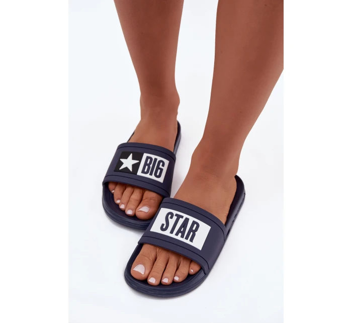 Damskie Klapki Big Star DD274A265 Granatowo-Białe Damskie Klapki Big Star DD274A265 Granatowo-Białe