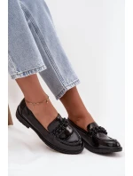 Mokasyny Damskie Lakierowane Z Koralikami S.Barski HY52-541 Czarne
