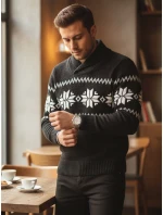 Pánsky čierny sveter FashionStreet WX2268 Pánsky čierny sveter FashionStreet WX2268