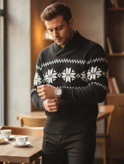 Pánsky čierny sveter FashionStreet WX2268