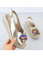 Dámske kožené sandále Filippo DS6983 s korálkami a zlatou metalízou