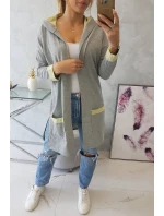 Dvojfarebná bunda s kapucňou žltá+sivá Dvojfarebná bunda s kapucňou žltá+sivá