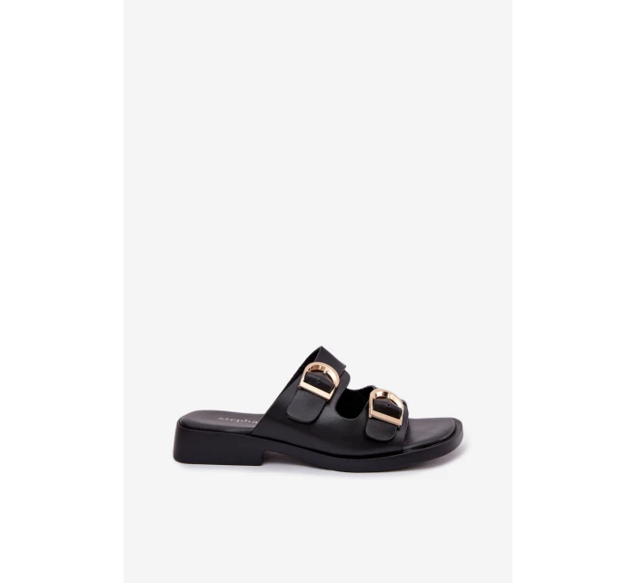 Dámské pantofle se zlatými sponami Černé Danelle