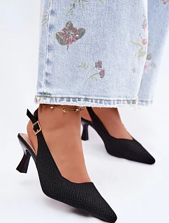 Materiálové sandály na podpatku černé model 22122572 - Boto