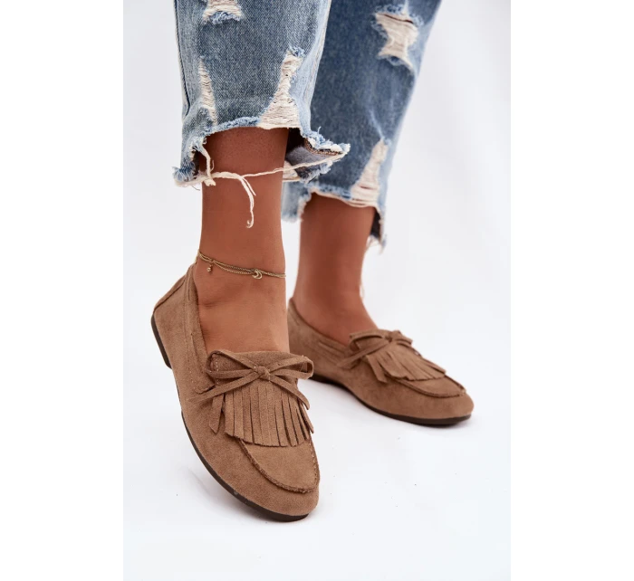 Dámske mokasíny s strapcami - svetlohnedé Janelisse Dámske mokasíny s strapcami - svetlohnedé Janelisse