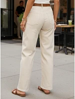 Dámske džínsy regular fit s opaskom FashionStreet beige UY3057