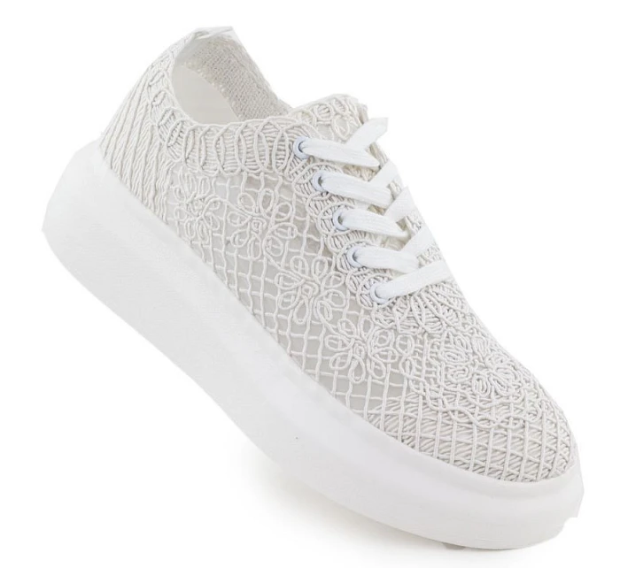 Dámské boty na platformě šněrovací bílé model 22098381 - VINCEZA