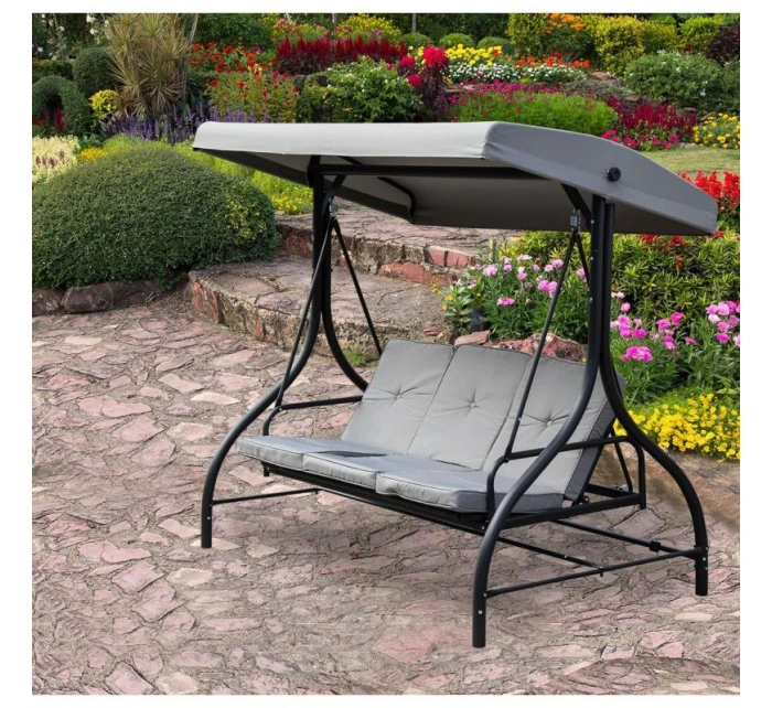 ZÁHRADNÁ A BALKÓNOVÁ HOJDAČKA NINA 3-MIESTNA SIVÁ