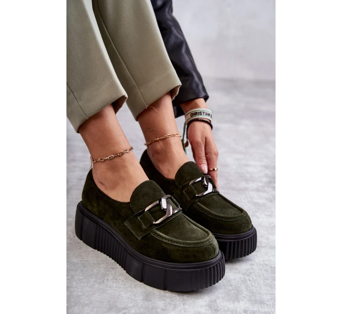 Modne Zamszowe Półbuty Na Platformie Khaki Lemar Marsol Modne Zamszowe Półbuty Na Platformie Khaki Lemar Marsol