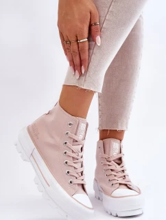 Wysokie Materiałowe Trampki Na Platformie Big Star LL274157 Nude