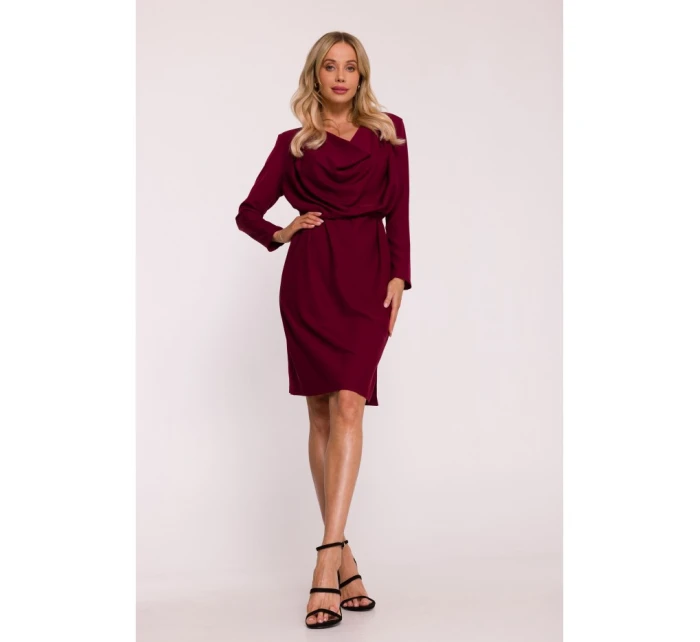 model 21470780 Šaty s výstřihem bordó - STYLOVE model 21470780 Šaty s výstřihem bordó - STYLOVE
