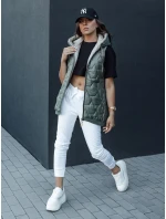 Dámská prošívaná vesta s kapucí zelená Dstreet model 21979338 - FashionStreet