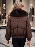 Dámska zimná prešívaná bunda s kožušinou, hnedá, FashionStreet TY6006 Dámska zimná prešívaná bunda s kožušinou, hnedá, FashionStreet TY6006
