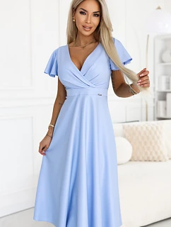 Midi šaty s obálkovým výstřihem a třpytkami modré model 22123350 - numoco