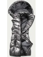 Lesklá šedá vesta s kapucňou (B8025-70)