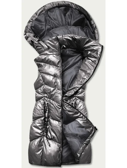Lesklá šedá vesta s kapucňou (B8025-70)