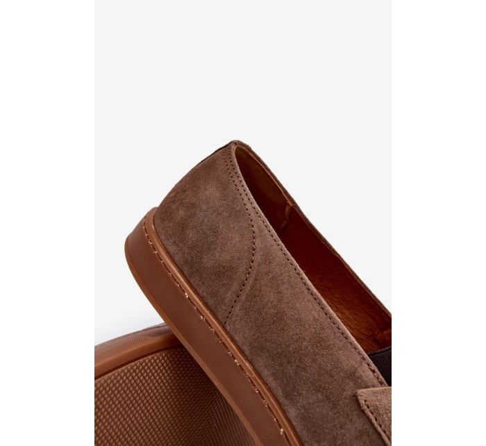 Pánské semišové mokasíny polobotky model 21641503 hnědé - Zazoo