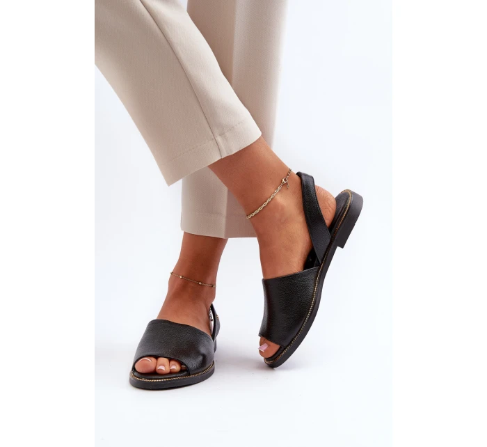 Skórzane Wsuwane Sandały Czarne Lemar Alivia