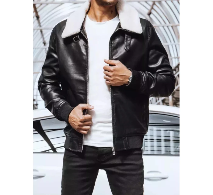 Pánská kožená bunda černá model 21965569 - Dstreet Pánská kožená bunda černá model 21965569 - Dstreet