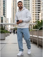 Pánska klokanka s kapucňou svetlo šedá FashionStreet BX5950