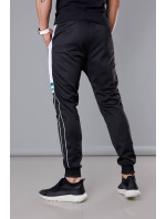Čierne pánske teplákové nohavice s lampasmi (8K161)