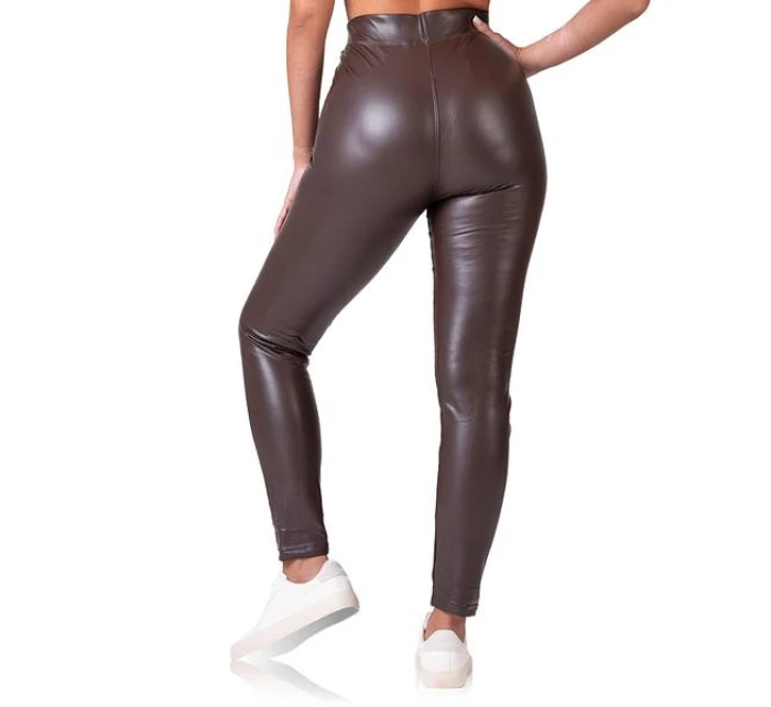 Dámske kožené legíny RELAX & GO LEATHEROPTIC LEGGINGS - BELLINDA - tmavohnedé