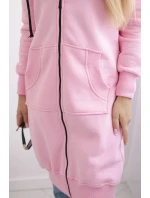 Zateplená dlouhá mikina s kapucí v barvě světle růžová Zateplená dlouhá mikina s kapucí v barvě světle růžová