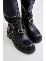 Zateplené dámské kozačky na zip z ekologické kůže černé model 21670685 - Boto