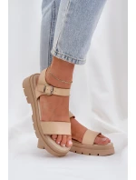 Damskie Sandały Na Platformie Beżowe Evaretha