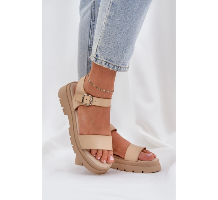 Damskie Sandały Na Platformie Beżowe Evaretha