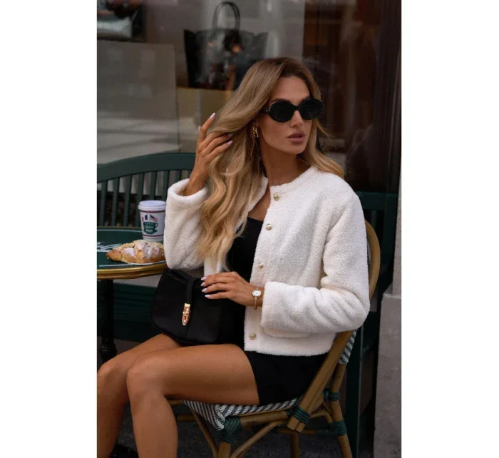 M807 Orezaná bunda s medvedíkom - ecru