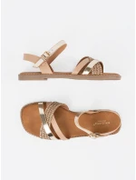 Praktické sandály dámské zlaté na plochém podpatku Praktické sandály dámské zlaté na plochém podpatku