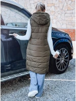 Dámská dlouhá prošívaná zelená vesta Dstreet model 21993367 - FashionStreet